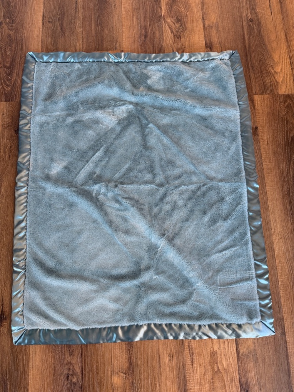 Cloud island Plush Baby Blanket with Satin Trim -  Blue - teal - blue